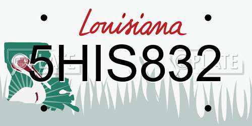 5HIS832 Louisiana License Plate