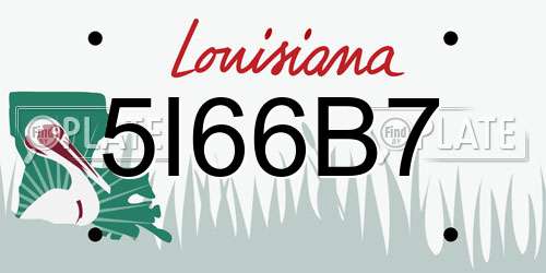 5I66B7 Louisiana License Plate