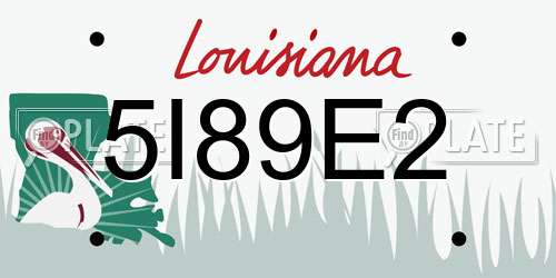 5I89E2 Louisiana License Plate