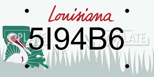 5I94B6 Louisiana License Plate