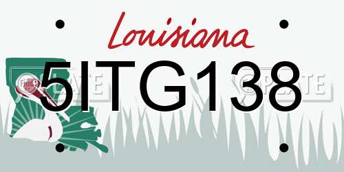 5ITG138 Louisiana License Plate
