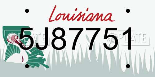 5J87751 Louisiana License Plate