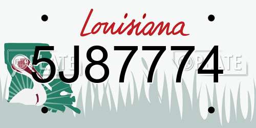 5J87774 Louisiana License Plate
