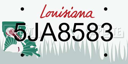 5JA8583 Louisiana License Plate