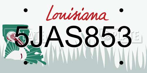 5JAS853 Louisiana License Plate