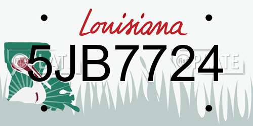 5JB7724 Louisiana License Plate