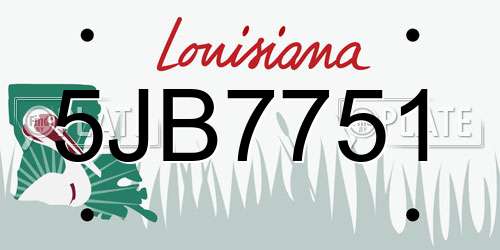 5JB7751 Louisiana License Plate