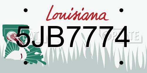 5JB7774 Louisiana License Plate