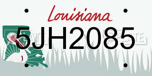 5JH2085 Louisiana License Plate