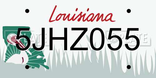 5JHZ055 Louisiana License Plate