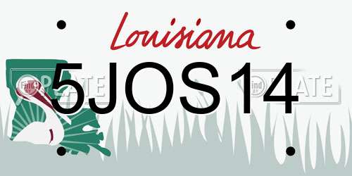5JOS14 Louisiana License Plate