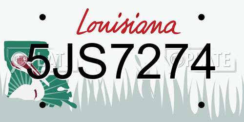 5JS7274 Louisiana License Plate