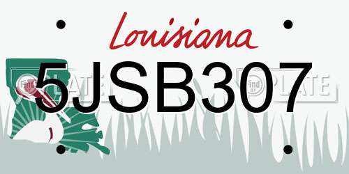 5JSB307 Louisiana License Plate