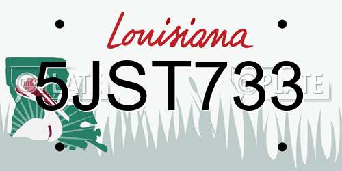 5JST733 Louisiana License Plate