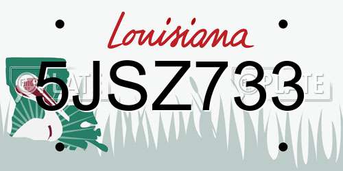 5JSZ733 Louisiana License Plate