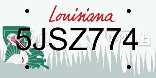 5JSZ774 Louisiana License Plate