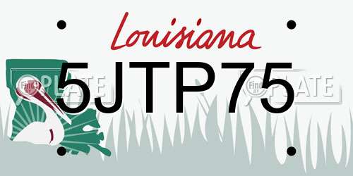 5JTP75 Louisiana License Plate