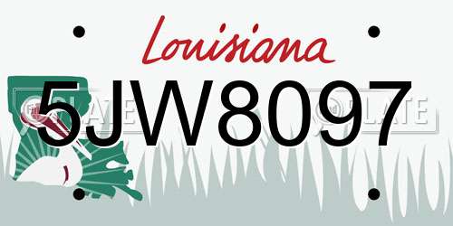 5JW8097 Louisiana License Plate