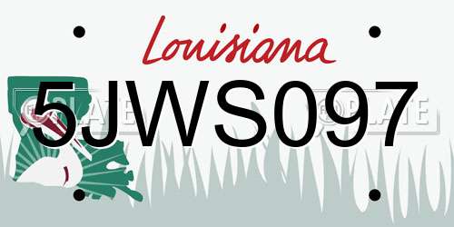 5JWS097 Louisiana License Plate