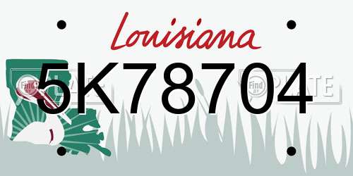 5K78704 Louisiana License Plate