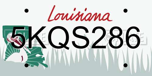 5KQS286 Louisiana License Plate