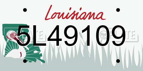 5L49109 Louisiana License Plate