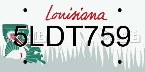 5LDT759 Louisiana License Plate