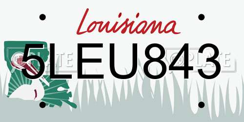 5LEU843 Louisiana License Plate