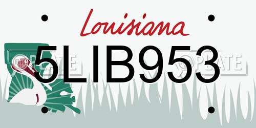 5LIB953 Louisiana License Plate