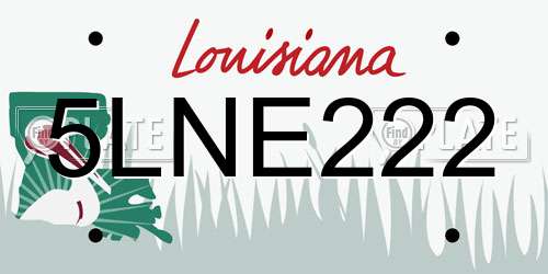 5LNE222 Louisiana License Plate
