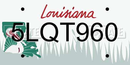 5LQT960 Louisiana License Plate