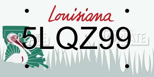 5LQZ99 Louisiana License Plate