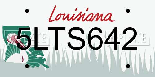 5LTS642 Louisiana License Plate