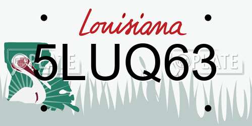5LUQ63 Louisiana License Plate