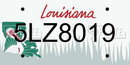 5LZ8019 Louisiana License Plate