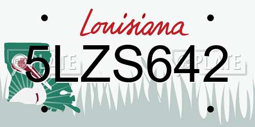 5LZS642 Louisiana License Plate