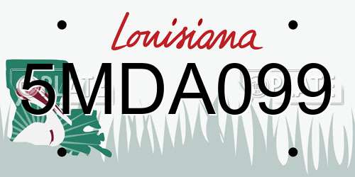 5MDA099 Louisiana License Plate