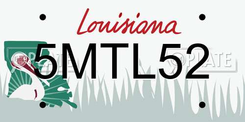 5MTL52 Louisiana License Plate