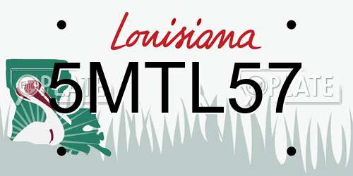 5MTL57 Louisiana License Plate
