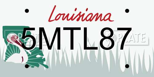 5MTL87 Louisiana License Plate