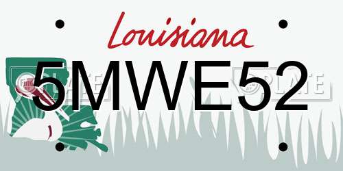 5MWE52 Louisiana License Plate
