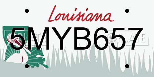 5MYB657 Louisiana License Plate