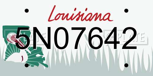 5N07642 Louisiana License Plate