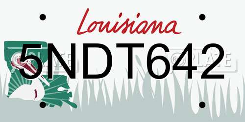 5NDT642 Louisiana License Plate