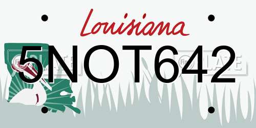 5NOT642 Louisiana License Plate