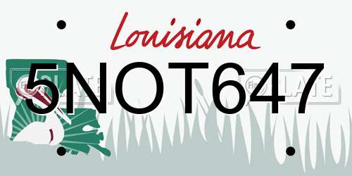 5NOT647 Louisiana License Plate