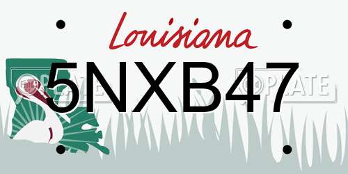 5NXB47 Louisiana License Plate