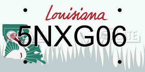 5NXG06 Louisiana License Plate