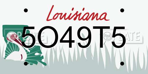 5O49T5 Louisiana License Plate