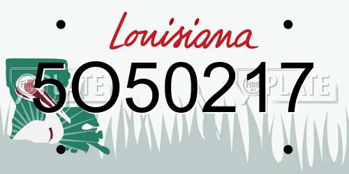 5O50217 Louisiana License Plate